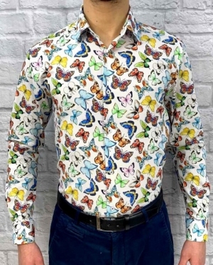 Koszule męskie na długi rękaw Cyfrowy nadruk Slim Fit - Tureckie (S/M-2XL/3XL) TPA2084