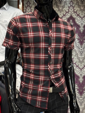 Koszule męskie na krótki rękaw SLIM - Tureckie (M-3XL) DH14773