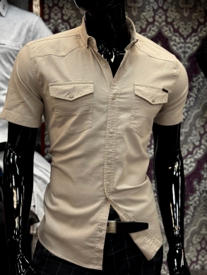Koszule męskie na krótki rękaw SLIM - Tureckie (M-3XL) DH14780