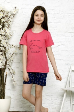 Piżama dziewczęca na krótki rękaw (134-164) TPA1995