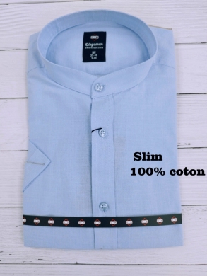 Koszule męskie na krótki rękaw SLIM - Tureckie (M-2XL) TP12148