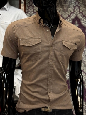 Koszule męskie na krótki rękaw SLIM - Tureckie (M-3XL) DH14777