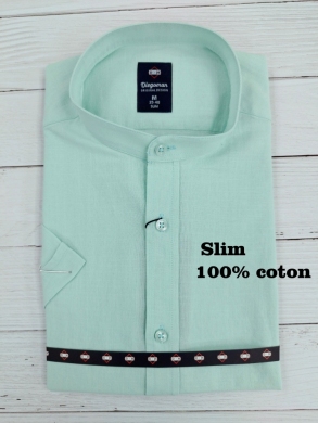 Koszule męskie na krótki rękaw SLIM - Tureckie (M-2XL) TP12140