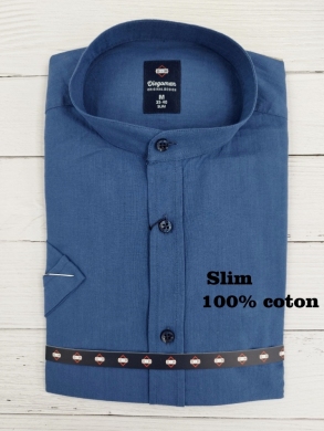 Koszule męskie na krótki rękaw SLIM - Tureckie (M-2XL) TP12143