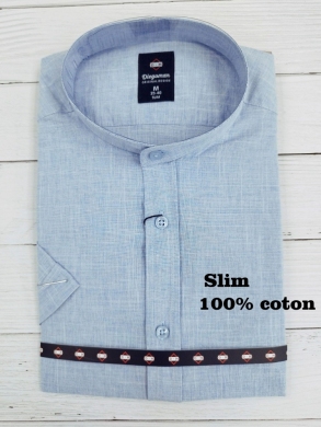 Koszule męskie na krótki rękaw SLIM - Tureckie (M-2XL) TP12145
