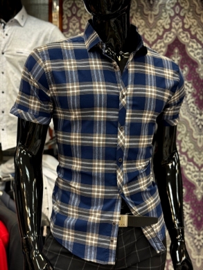 Koszule męskie na krótki rękaw SLIM - Tureckie (M-3XL) DH14761
