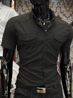 Koszule męskie na krótki rękaw SLIM - Tureckie (M-3XL) DH14776