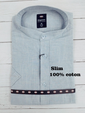 Koszule męskie na krótki rękaw SLIM - Tureckie (M-2XL) TP12149