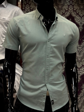 Koszule męskie na krótki rękaw SLIM - Tureckie (M-3XL) DH14765