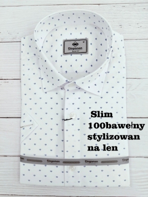 Koszule męskie na krótki rękaw SLIM - Tureckie (M-2XL) TP12155