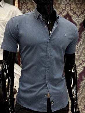 Koszule męskie na krótki rękaw SLIM - Tureckie (M-3XL) DH14775