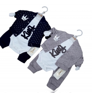 Komplet chłopięce - 3 częściowe (3-9M) DH8058