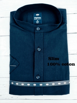 Koszule męskie na krótki rękaw SLIM - Tureckie (M-2XL) TP12141
