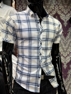 Koszule męskie na krótki rękaw SLIM - Tureckie (M-3XL) DH14764