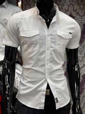 Koszule męskie na krótki rękaw SLIM - Tureckie (M-3XL) DH14778