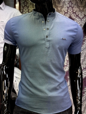 Koszule męskie na krótki rękaw SLIM - Tureckie (M-3XL) DH14753