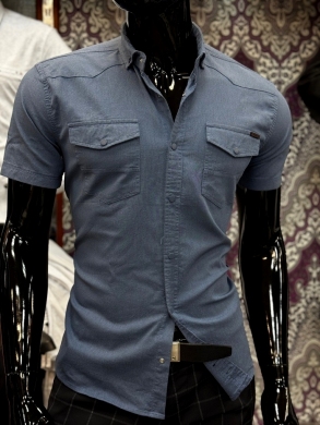 Koszule męskie na krótki rękaw SLIM - Tureckie (M-3XL) DH14781