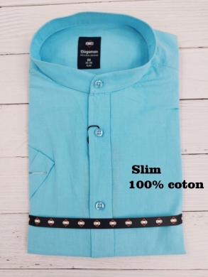 Koszule męskie na krótki rękaw SLIM - Tureckie (M-2XL) TP12150
