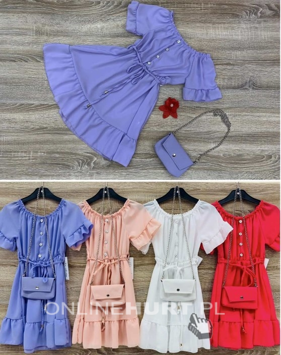 Sukienki dziewczęce krótki rękaw (4-14 lat) TP12340